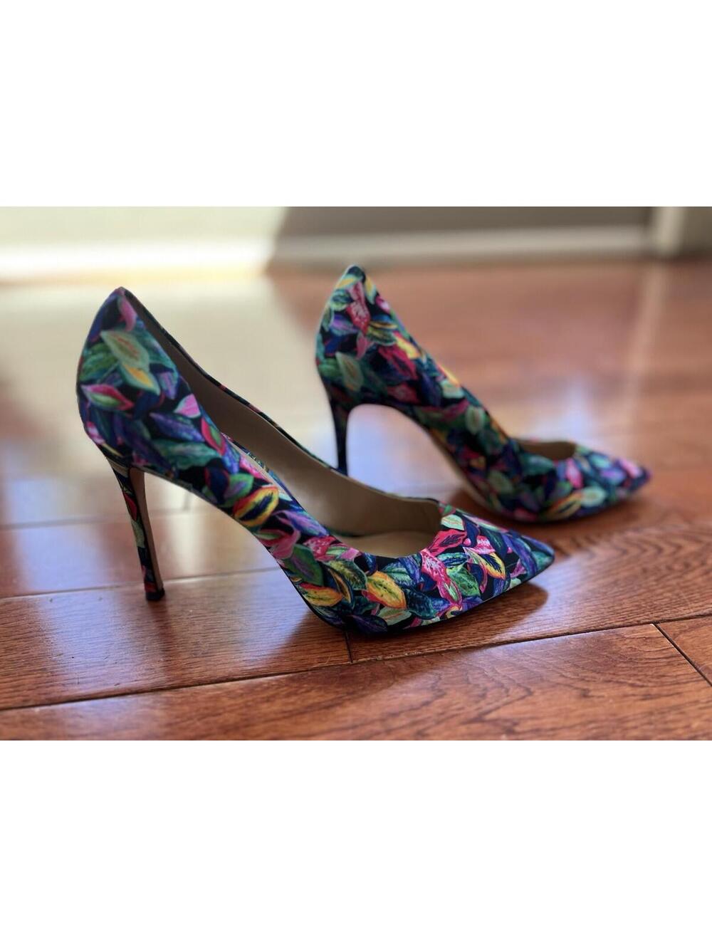 PLV Floral Print Pointed Toe Stiletto Heels Pumps Womens Size 9 Multicolor